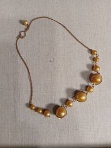 lot 5931 image: Gold Tone Beaded Statement Necklace