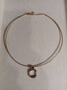 lot 5939 image: Gold Tone Snake Chain Necklace with Square Pendant