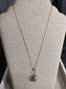 lot 5946 image: Gold Tone Chain Necklace with Colorful Enamel Egg Pendant