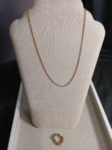 lot 5949 image: Gold Rope Chain Necklace and Ring Set