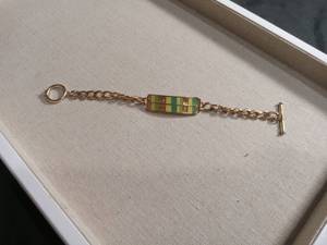 lot 5953 image: Gold Tone Chain Bracelet with Enamel Bar Detail