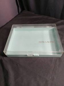 lot 5979 image: Estee Lauder Clear Acrylic Makeup Storage Box with Hinged Lid