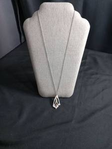 lot 50269 image: Silver Chain Necklace with Geometric Pendant