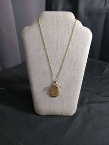 lot 50273 image: Gold Tone Pear Pendant Necklace with Chain