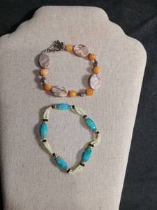 lot 50277 image: Handmade Beaded Bracelets with Natural Stone and Metal Accents