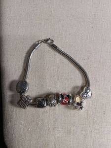 lot 50281 image: Pandora Style Charm Bracelet with Multiple Beads