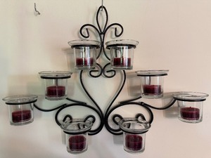 lot 214 image: Metal and Glass Candle HolderWall Decor