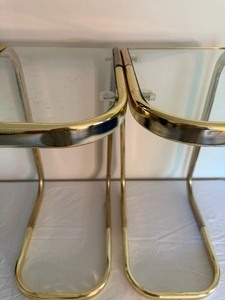 lot 217 image: MCM Brass and Glass End Tables
