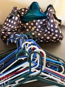 lot 293 image: Polka Dotted Duffle and Plastic Hangers