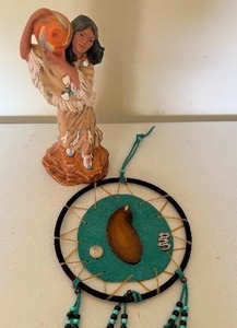 lot 271 image: Native American Ceramic Figurine and a Dream Catcher