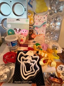 lot 54 image: Misc Baking and Decorating Tools - Cookie PressCutters, Baking Pans and More