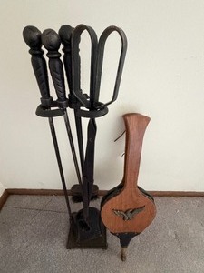 lot 96 image: Fireplace Tools and Vintage Bellows