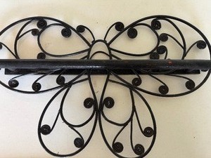 lot 102 image: Lightweight Vintage Butterfly Wall Hanging w Bar for Towels