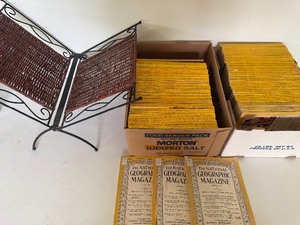 lot 106 image: Vintage Magazine Rack and National Geographic Magazines 1930s to 80s