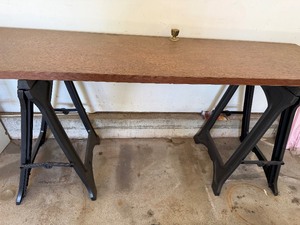 lot 515 image: Plastic Sawhorses w Door to Make a Table