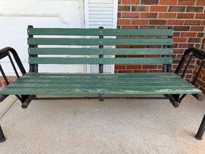 lot 540 image: Green Glider Bench, Please Read Description