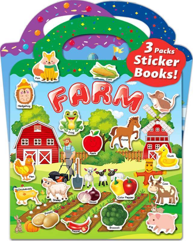 lot 3139 image: Walenced Reusable Sticker Book for Toddlers, Stickers for Kids, Toddler Sticker Book, Toddler Craft Activities, Toddler Travel Toys Boy Girl Birthday Gifts - Retail $14