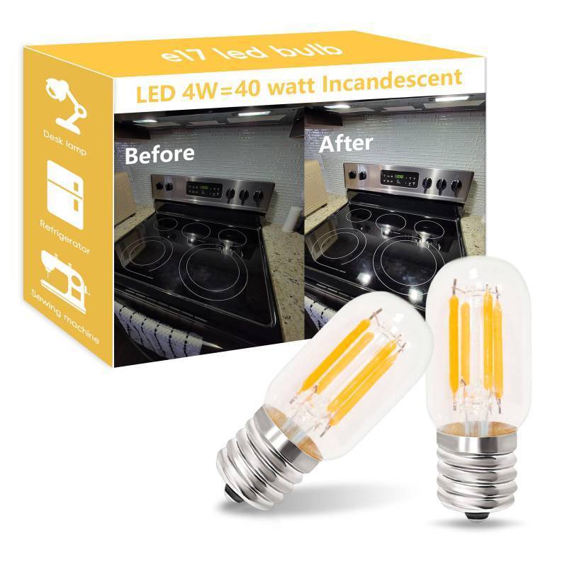 lot 3184 image: Jensense E17 LED Appliance Bulb for Under Microwave Over Stove Range Hood Bright Cool-Touch Replacement for HalogenTungsten Light Bulbs 120V 4W 450LM 5000K CRI90 - Retail $6