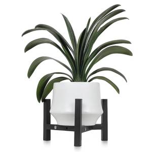 lot 5005 image: Vigordream Metal Plant Stand, Adjustable Heavy Duty Sturdy Plant Holder for Indoor Outdoor Use, 2 Height Displays Single Plant Pot Stands (Black, Fit 8-10inch pots) - Retail $47