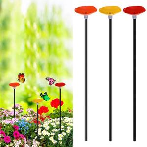 lot 5014 image: Daifunli 3 Pcs Garden Flower Cups Butterfly Watering Station Set Bee and Butterfly Feeders Bird Bath Bowl with Metal Stake for Poppy Lawn Outdoor Garden Yard Patio Decor(Classic) - Retail $12
