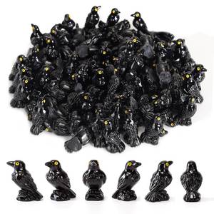 lot 5035 image: XGBDL 50 Pcs Mini Resin Crows Bulk Black Raven Figurines, Realistic Gothic Miniature Decor for Halloween Displays, Garden & DIY Crafts - Retail $10