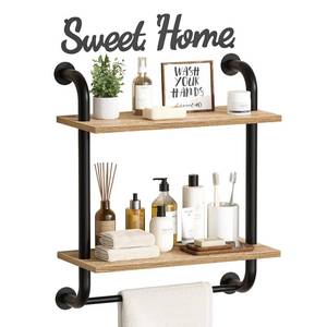 lot 5042 image: Tinpin Bathroom Shelves Wall Mounted, Rustic Farmhouse Pipe Shelves, 2-Tier, Industrial Shelving Over Toilet, Floating Shelf Decor for Bathroom, Kitchen, Bedroom, Living Room 17.3 inch - Retail $38