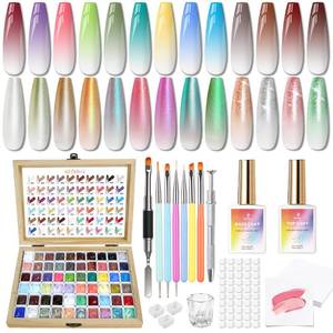 lot 5048 image: Sponge Pat Gel Polish Palette, 60 Colors Ombre Gel Nail Polish Kit, Gradient Blush Blooming Painting Pigment Patting French Manicure Tools Nails Art DIY Home (60 Colors Set) - Retail $60
