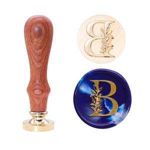 lot 5077 image: SWANGSA Initial Alphabet B Wax Seal Stamp, Vintage Elegant Botanical Leaves Letter Sealing Stamp for Wedding Party Invitation, Gift Wrap, Envelope, Christmas Thanksgiving Card (B) - Retail $8