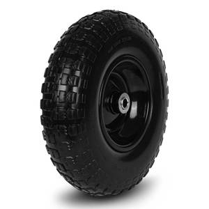 lot 5079 image: Taifa 1 PC 13 Inch Rubber Solid Flat Free Replacement Tires and Wheels 4.00-6 with 58 Axle Bore Hole, Air Less Wheel for WheelbarrowWagonHand TruckTrolleyGarden Scooter etc. - Retail $27