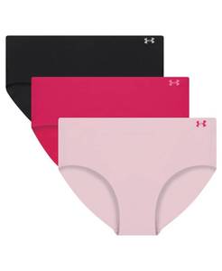 lot 5083 image: Under Armour Womens Seamless Hipster - 3 PK Solid Shaded Fuchsia Medium - Retail $27