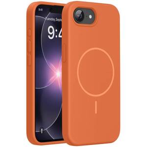 lot 5089 image: Miracase Magnetic for iPhone 17e Case & iPhone 16e Case, Soft Anti-Scratch Microfiber Lining, Compatible with MagSafe, Silicone Shockproof Protection Phone Case for iPhone 17e16e, Orange - Retail $21