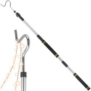 lot 5102 image: Clothes Hooks, 49-91 Extendable Coat Hook Durable and Sturdy Telescopic Pole for Hanging and Retrieval Lights Rope Wreaths Bird Feeders Plants and Clothes - Retail $16