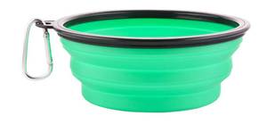 lot 5103 image: Large Collapsible Dog Bowls, 34oz Travel Water Food Bowls Portable Foldable Collapse Dishes with Carabiner Clip for Traveling, Hiking, Walking  (Light Green) - Retail $7