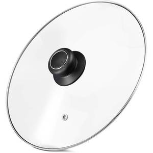 lot 5119 image: 12 Inch Pan Lid - Glass Lids For Lodge 12 Cast Iron Skillet, Frying Pan, Wok, Pot Fry Pan And Dutch Ovens - Designed With Steam Vent Hole - Retail $16