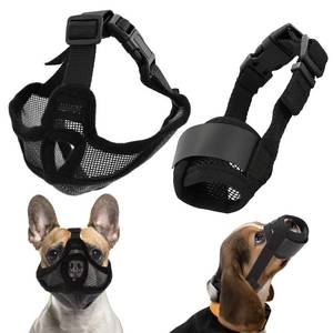 lot 5138 image: French Bulldog Muzzle with Soft Mesh for Small Dog,2pcs Breathable Short Snout Dog Muzzle to Prevent Biting Chewing Barking, Adjustable Strap for Training Outdoor Activities(S) - Retail $9
