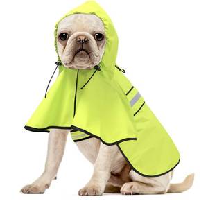 lot 5141 image: Ezierfy Waterproof Dog Rain Coat - Adjustable Hooded Pet Rain Jacket Raincoat, Reflective Lightweight Dog Slicker Poncho Raincoats (Neon Green, Medium) - Retail $19