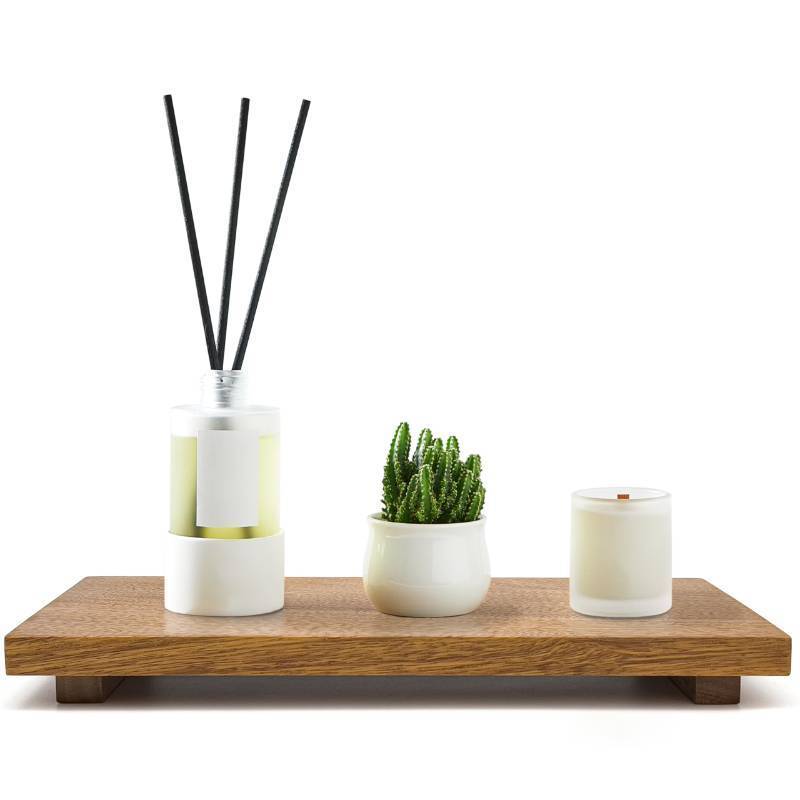 lot 4303 image: Large 16 Acacia Wood Riser Pedestal Stand Farmhouse Wood Display Riser for Kitchen and Bathroom Dacor - Counter Display, Plant Stand, Jewelry Holder, Vanity Tray, Candle Stand (L16x8x1.57) - Retail $32