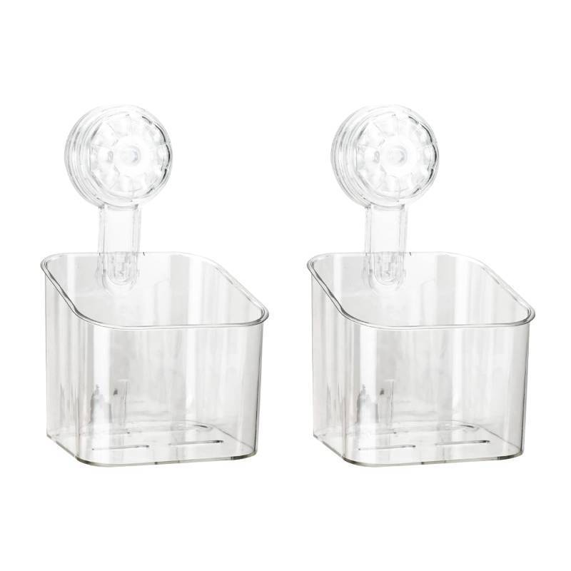 lot 4309 image: DIBALIYI 2 Pcs Shower Caddy, Clear Suction Cup Wall Caddy, No Drilling Acrylic Storage Rack, Multifunctional Shower Shelves for Bathroom Kitchen Hotel (Small) - Retail $10