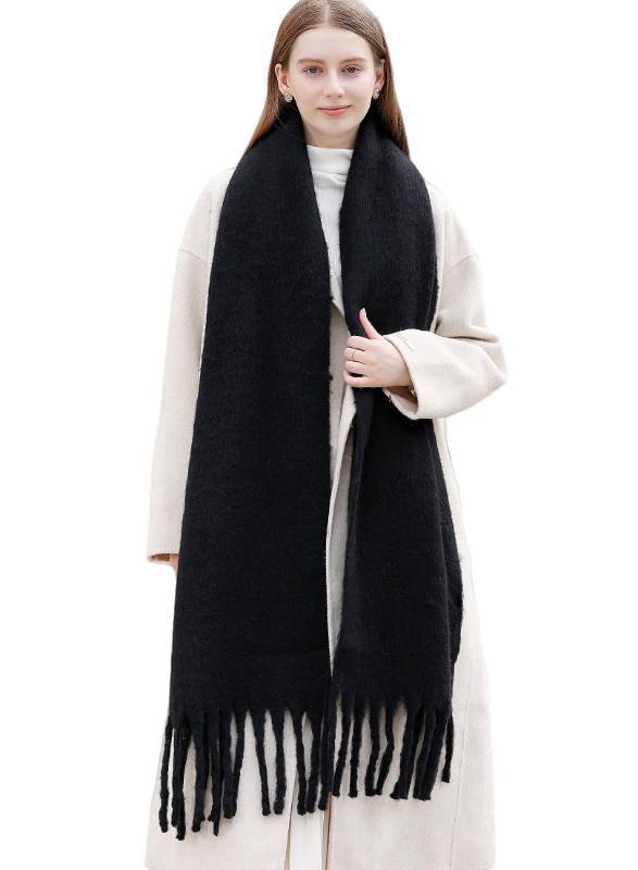 lot 4315 image: Wander Agio Cashmere Feel Scarf Long Pashmina Shawls and Wraps for Women Large Blanket Scarves Solid Black 12 - Retail $20
