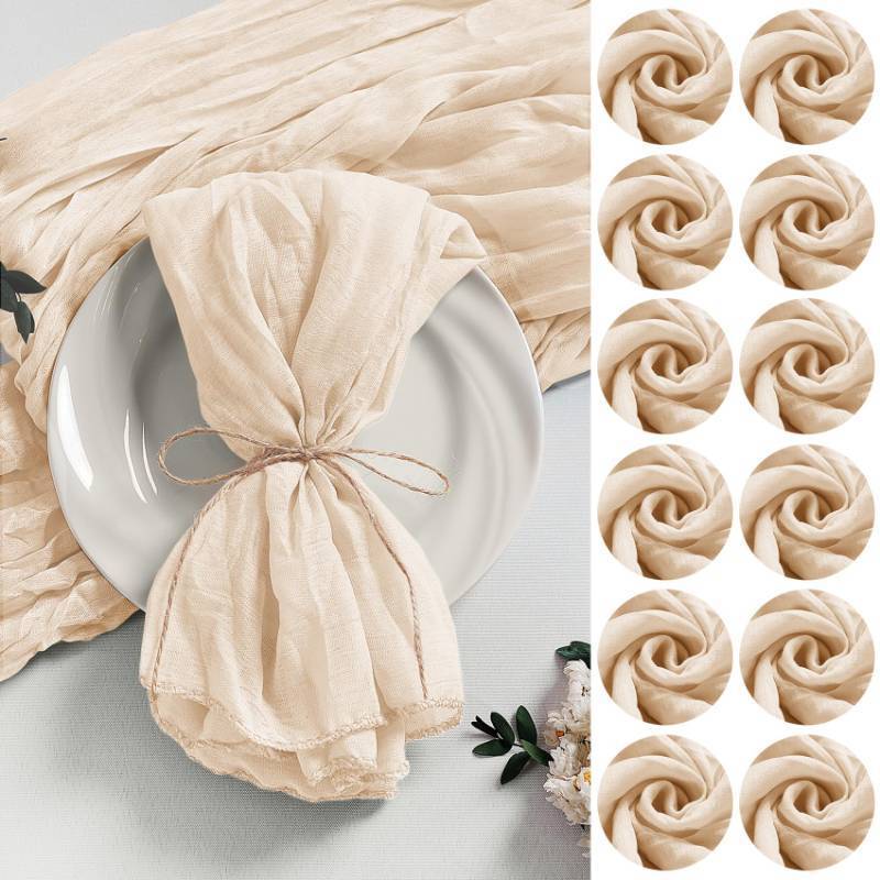 lot 4360 image: LZY 115 Pack Gauze Cheesecloth Napkins 20x20 Inch Dinner Cloth Napkins, Soft Boho Table Napkins Rustic Wrinkled Cheese Cloth Napkins Bulk for Wedding Party Baby Shower Event Decor (Ivory) - Retail $70