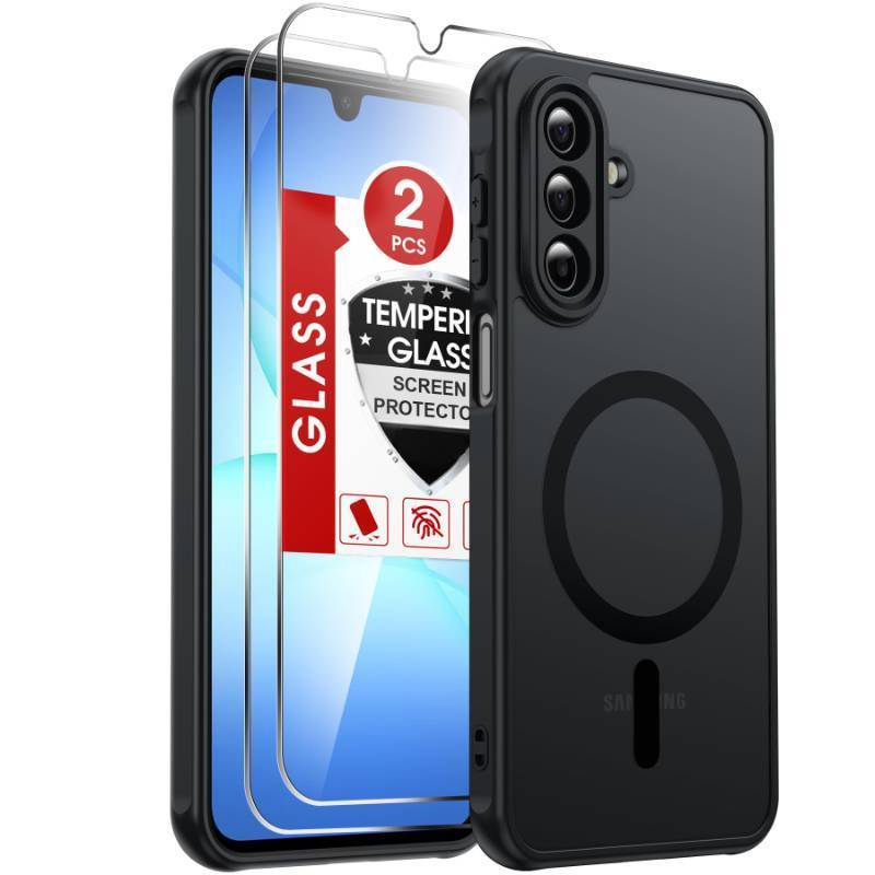 lot 4408 image: LeYi for Samsung Galaxy A17-5G Phone Case Samsung A17 5G Case MagSafe Fit with 2 Packs Screen Protector, Camera Bump Protection Slim Translucent Military Grade para A17 Samsung Phone Case, Black - Retail $10