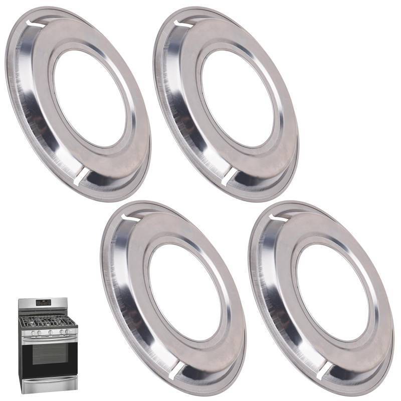 lot 4452 image: 4 Pcs 5303131115 540T014P01 and RGP 300 Replacement Round Range Gas Stove Drip Pans for Frigi-daire, Ap-pan Round Gas Pans, Each Drip Pan Has 3 Openings Replace 540T014P04, 540T014P05, AP2137021 - Retail $20
