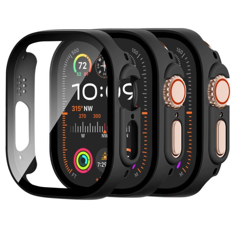 lot 4468 image: Adorve 3 Pack Tempered Glass Case for Apple Watch Ultra 3Ultra 2 Ultra Screen Protector, Hard PC Face Cover Overall Protection Anti-Scratch Bumper Cases for iWatch 49mm Accessories, All Back - Retail $7