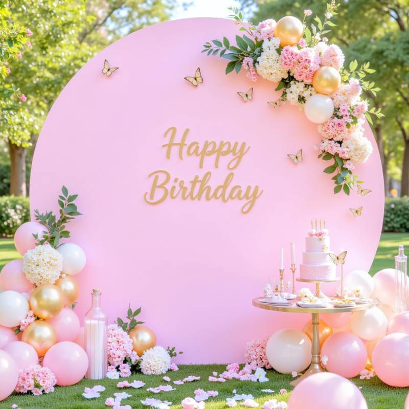 lot 4563 image: 7.2 FT Pink Round Backdrop Cover for Circle Balloon Arch Stand Stretchy Circle Arch Backdrop Covers for Wedding Arch Baby Shower Birthday Party Photo Shoot Photography Arch Background Decorations - Retail $20