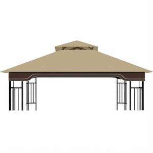 lot 5210 image: Replacement Gazebo Canopy for 10x12 Regency II Model L-GZ798PST  Heavy-Duty Ripstop Waterproof & UV Protective Top Cover, Khaki - Retail $70