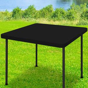 lot 5247 image: Moosfor Spandex Square Table Cloth, Elastic Fitted Tablecloths for Picnic, Stretch Washable Patio Table Cover for Outdoor, Camping, Banquet and Parties (Black, 36x36) - Retail $15