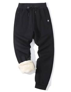 lot 5250 image: Flygo Mens Fleece Pants Winter Warm Joggers Pants Active Sherpa Lined Sweatpants(Rib Bottom Black-XL) - Retail $47