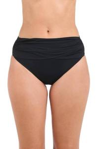 lot 5253 image: La Blanca Womens Standard Island Goddess Banded Mid Waist Pant Bikini Swimsuit Bottom, Black, 8 - Retail $61