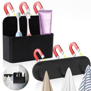 lot 5257 image: Magnetic Wall-Mounted Toothbrush Holder with Magnetic Hooks for Cruise Cruise Ship Essentials 2025- No Drilling Needed for Royal Caribbean &amp Alaska Cruise Ships, Caribbean Royal Must-Haves(Black) - Retail $7
