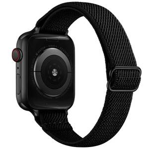 lot 5273 image: SICCIDEN Slim Stretchy Bands Compatible with Apple Watch Band 42mm 41mm 40mm 38mm, Women Elastics Nylon Thin Strap for iWatch SE 321 Series 11 10 9 8 7 6 5 4 3 2 1 (BlackBlack) - Retail $11